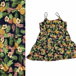 Mine Tiered Long Hawaiian Pineapple Floral Jacquard Top, Medium